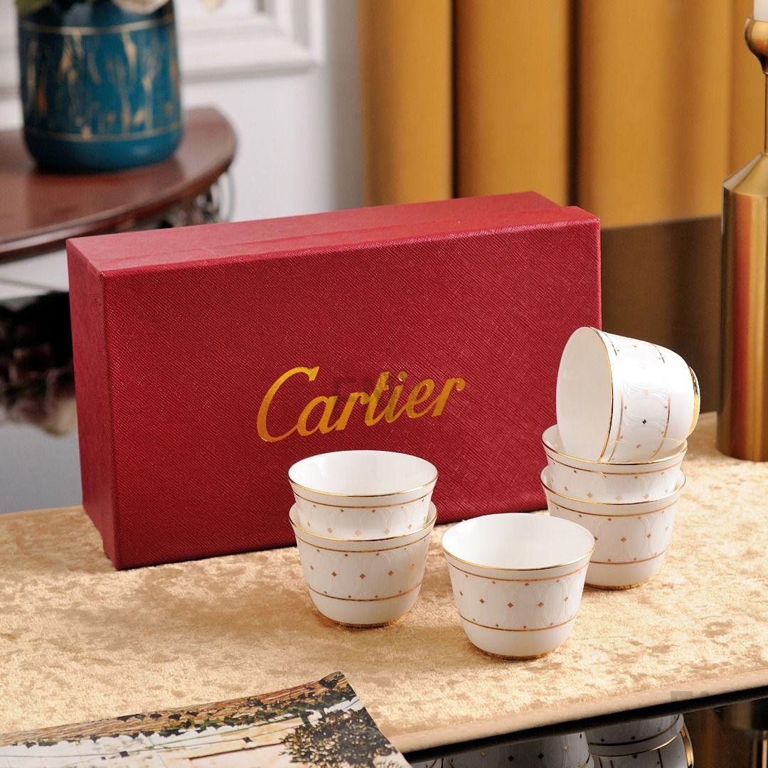 Cartier Porcelain Arabic 6 Cups Set 